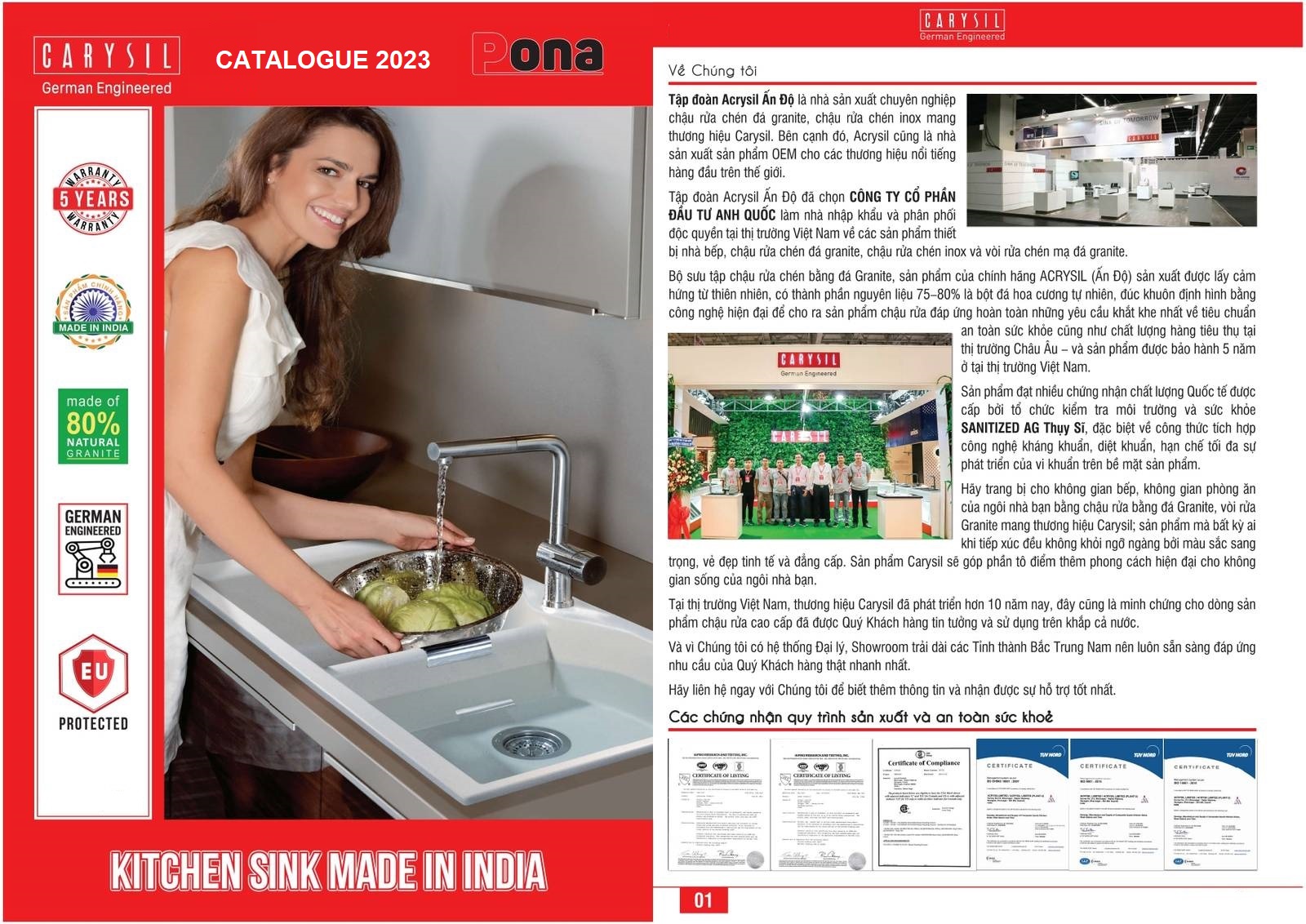 Bồn rửa chén CARYSIL Catalogue và Bảng giá mới nhất /Page 1